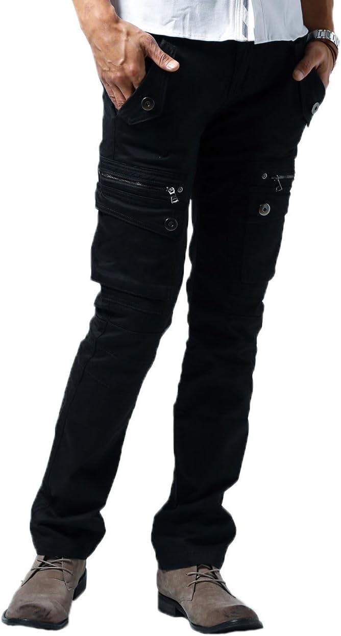 MENZ-STYLE] カーゴパンツ メンズ ストレッチ 黒 秋 ワークパンツ